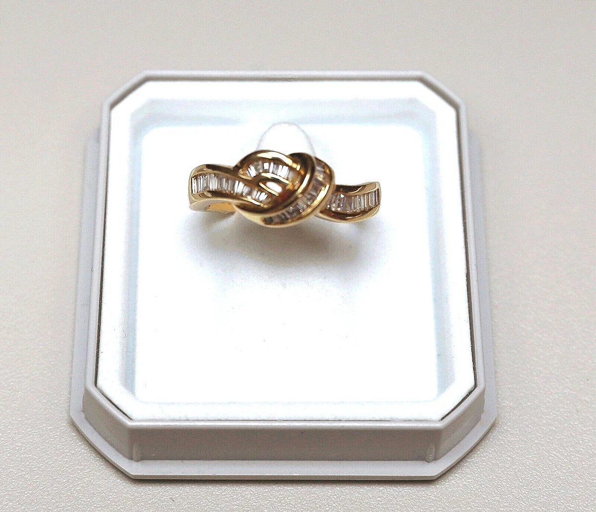 Bague Or 18 Carats Avec Diamants Serti Rail - Forme Nœud, Taille 54, Jamais Portée