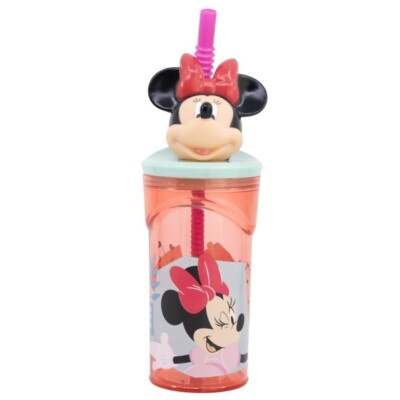 Disney Minnie Figur 3D Trinkbecher mit integriertem erweiterbarem Strohhalm 360ml
