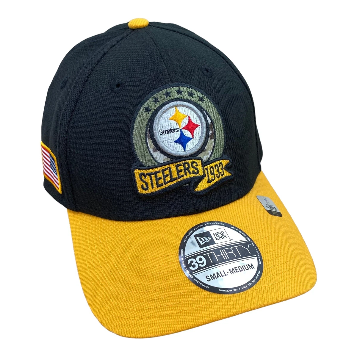 New Era Black/Yellow Pittsburgh Steelers 2022 Salute to Service 39THIRTY Flex Hat