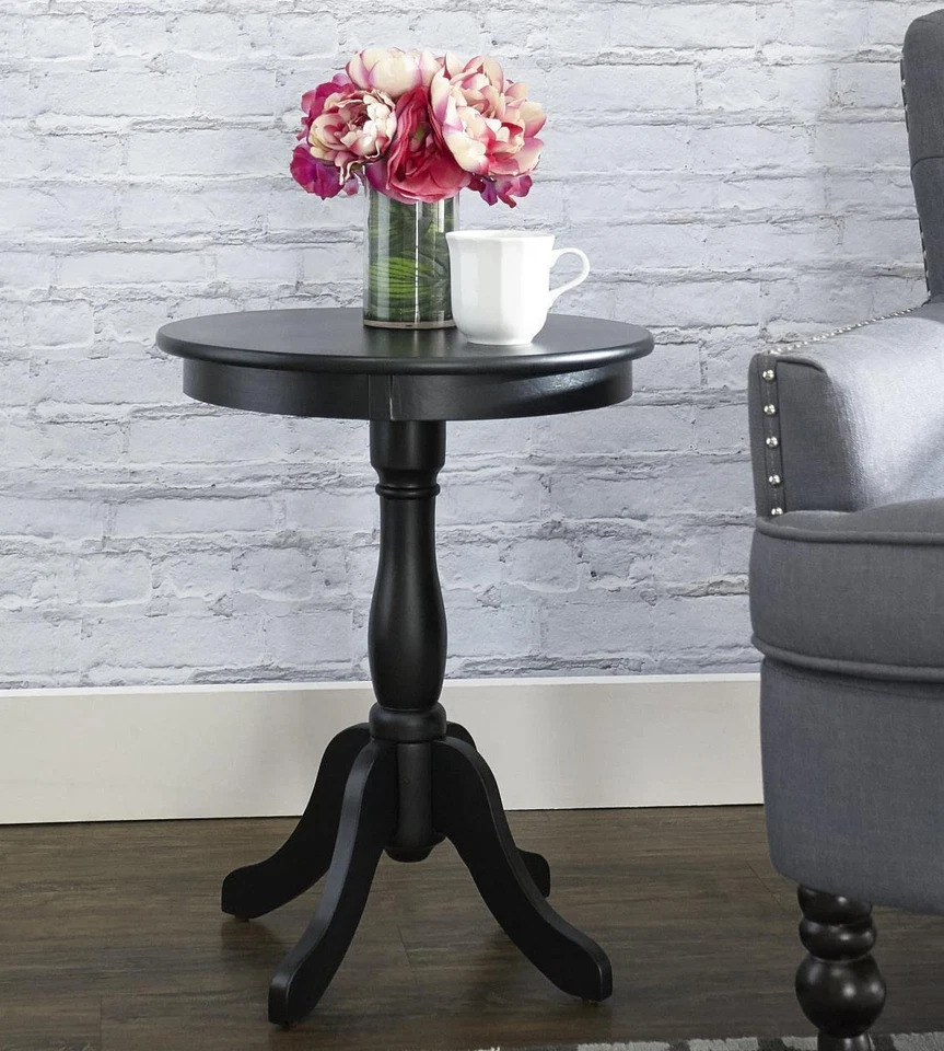 Mesa auxiliar redonda negra Powell Company Palmetto negra 18" con base de pedestal (36C) Foto 2 de 3