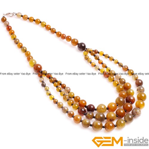 8-12mm Gemstone Round Beaded Fashion Long Necklace For Women 19 Inch Handmade AU - Foto 70 di 82