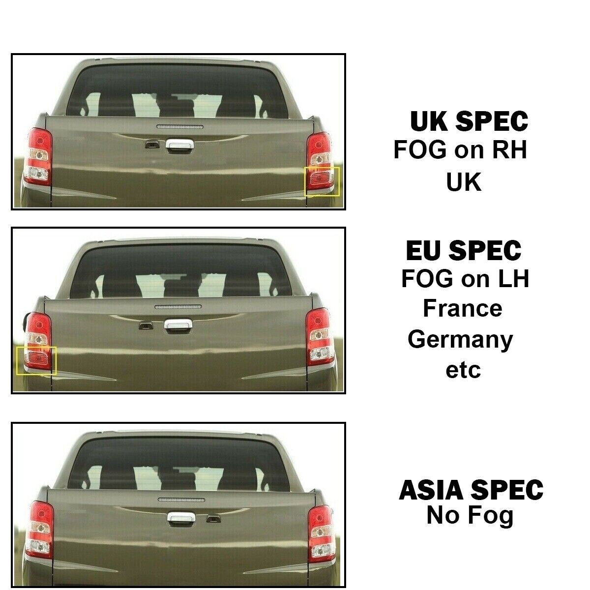 Driver Side Rear Tail Light Assembly For Mitsubishi L200 Pickup (2015+) UK Spec