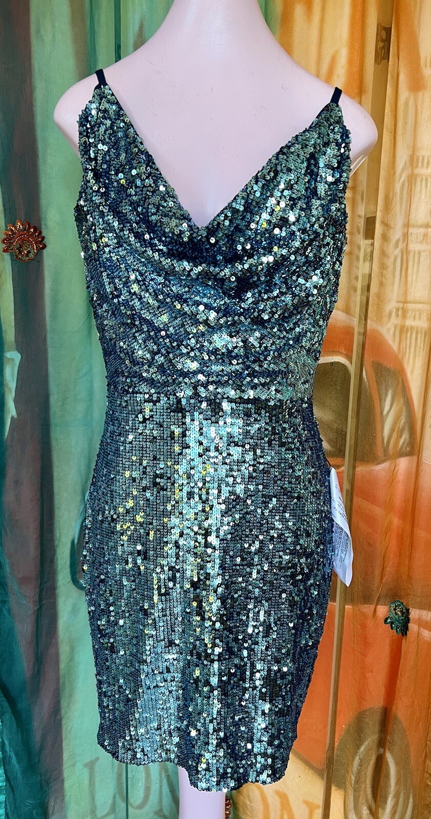 Dress the Population… Paloma Ice Blue Sequin Mini Dress…Sz L.. NWT