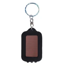 Black Mini Portable Solar Power 3 LED Light Keychain Keyring Torch Flashlight Ou