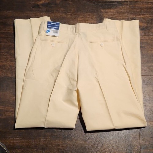 $40 nwt IZOD devant flat front pant 16 regular pastel yellow golf trousers XL - Picture 4 of 4