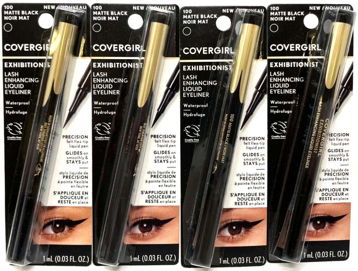 (4) Covergirl Exhibitionist Lash Enhancing Liquid Eyeliner NIP 100