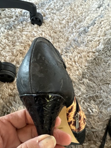 Dollhouse Animal Leopard Print Platform Heels Sz 10 Chain Wrap Zip - Picture 9 of 15