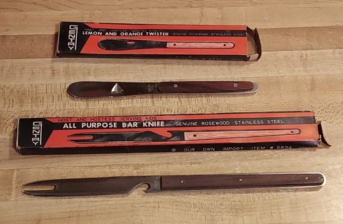 Vintage Mid Century Modern MCM Wood Party Knive/Fork Stainless Steel Japan w Box - Picture 11 of 23