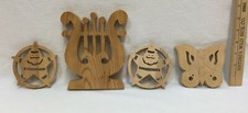 Craft Unfinished Wooden Ornaments Harp Santa Star Butterfly Lot 4 Wood Trivet