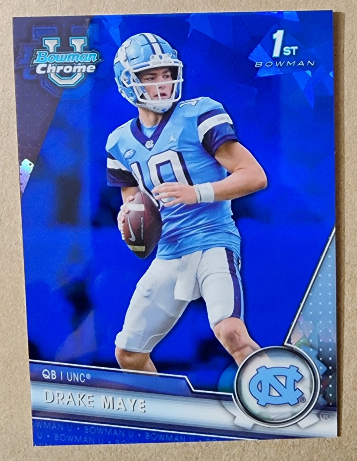2023 Bowman Chrome U University Sapphire Drake Maye #200 RC 1st Rookie Refractor