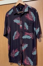 Volcom Mens Shirt Gray Pink Acid Blue Feather...
