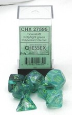 Chessex CHX 27595 Borealis Kelp/Light Green Polyhedral 7-Die Set Luminary