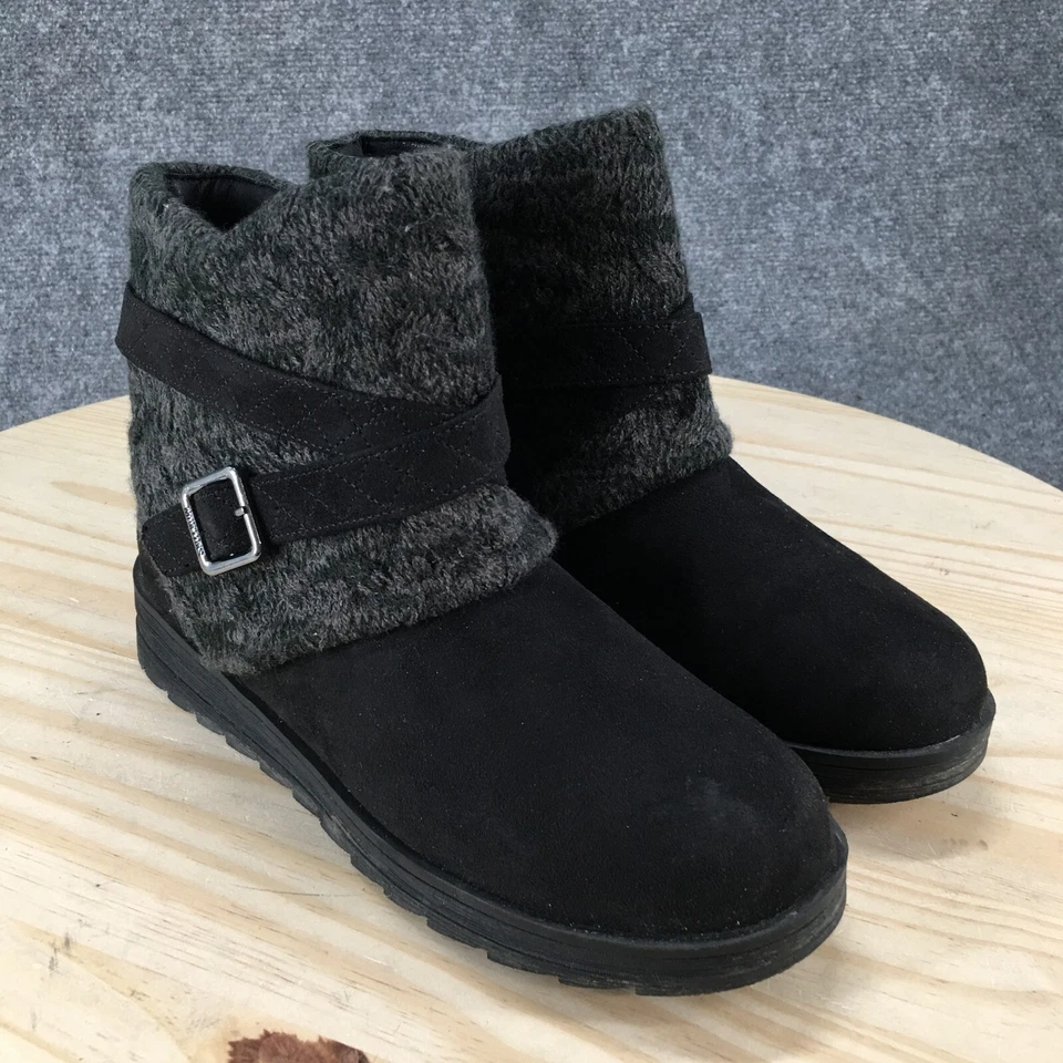 Botas Muk Luks para mujer 8 anchas Natalie Naomi piel de oveja negras imitación gamuza tobillo Foto 3 de 4