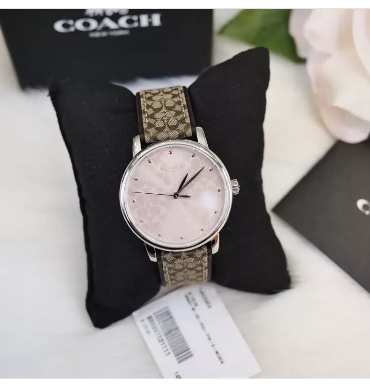 NWT 14503404 36mm Pink Brown Authentic Coach Woman s Ladies Grand Watch MRP 175