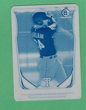 2014 BOWMAN CHROME MINI NOMAR MAZARA CYAN PRINTING PLATE 1/1 RANGERS