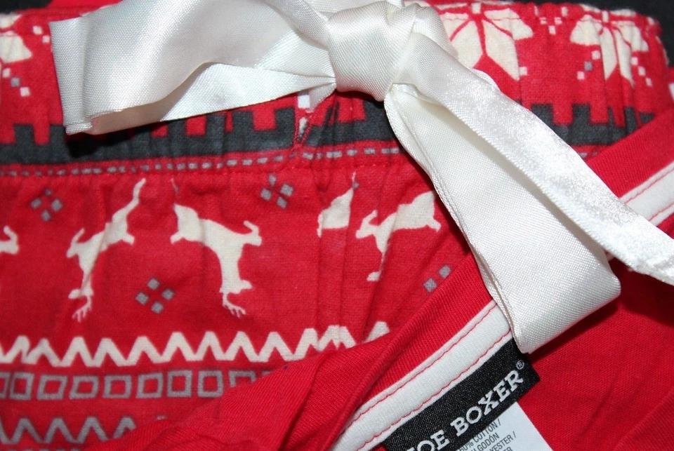 Conjunto de pijama grande Joe Boxer para mujer rojo reno tejido manga larga y franela Foto 3 de 4