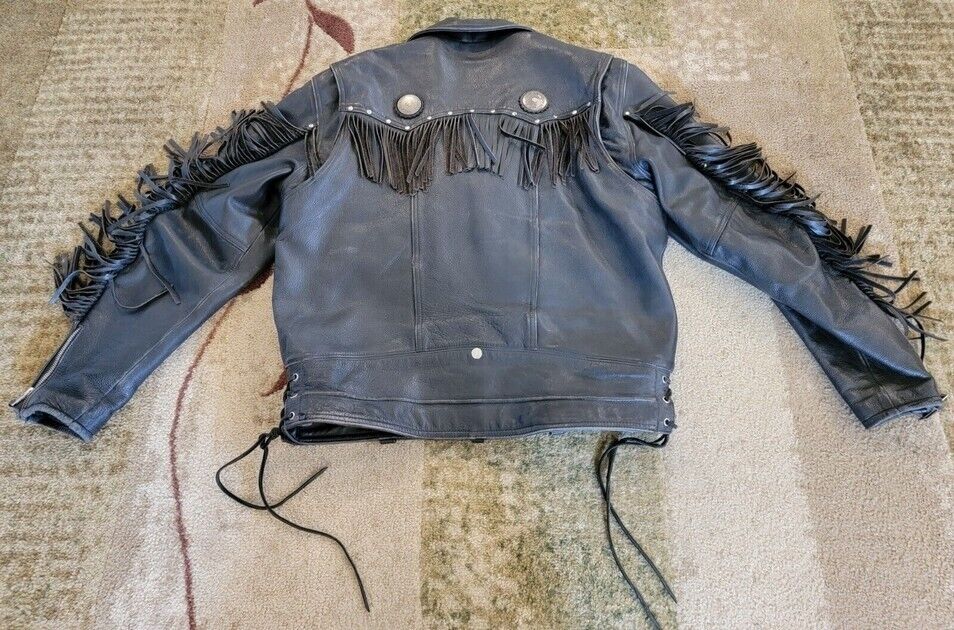 Harley Davidson LARGE Leather Jacket Border Hawk FLSTS Harley Davidson LARGE Leather Jacket Border Hawk FLSTS
