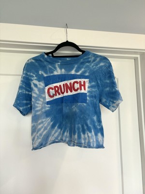 Ferrara Candy Co. Blue & White Tie Dye Nestle Crunch Bar Cropped T-Shirt Sz S