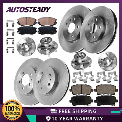 Front Rear Wheel Hub Bearing Brake Rotor Pad Kit for Chevy Impala 2018 2019