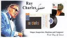 AO-4807-1, 2013, Ray Charles, First Day Cover, Add-on Cachet, DCP, Music Icons,