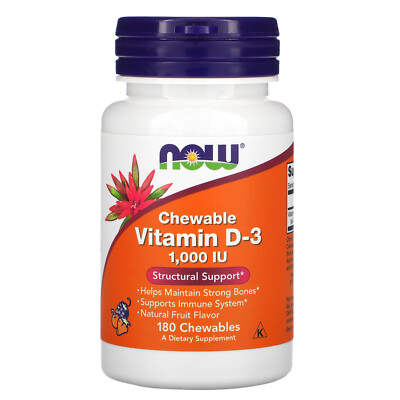 Chewable Vitamin D-3, Natural Fruit Flavor, 1,000 IU, 180 Chewables