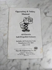 MEC MAYVILLE OPERATING SAFETY MANUAL ELECTRIC SELF PROPELLED SCISSORS 1983