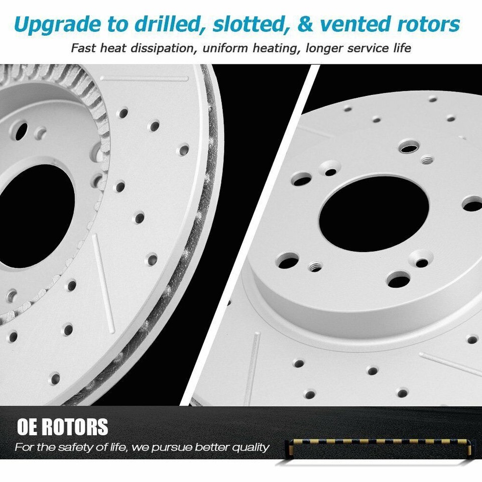 Rear Drilled Rotors + Ceramic Brake Pads Set for 2012 2013 2014 2020