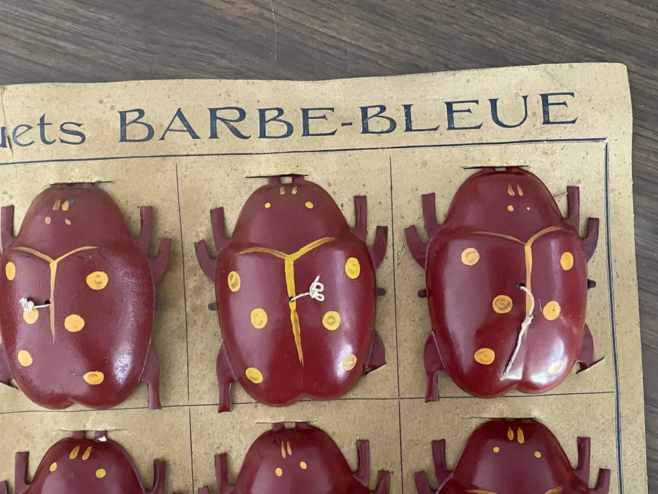 Jouet Ancien en tôle Jouets Barbe Bleue Planche de 12 Coccinelle NO Joustra CIJ - Photo 3/4