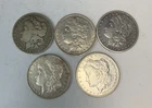 Lot of 5 1878-1882 Morgan Silver Dollar - 90% Silver-Jr