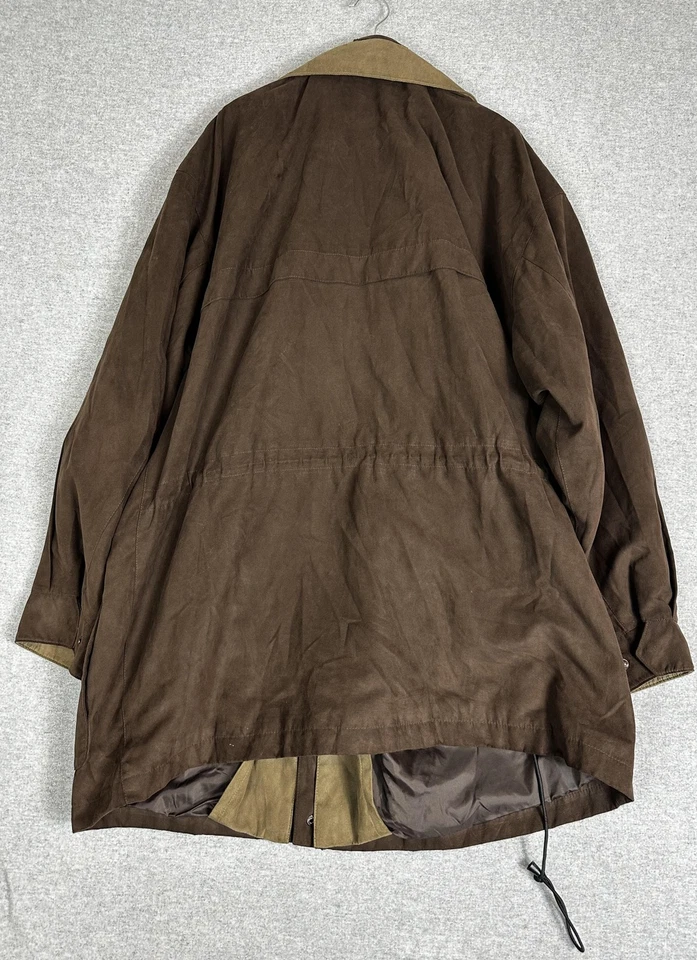 Jos A Bank Jacket Mens Large Brown Faux Suede Barn Field Coat Cinch Zip Outdoors - Image 3 of 4
