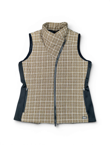 Kerrits Quilted Equestrian Vest sz XL Riding Asymmetrical Brown Windowpane Plaid