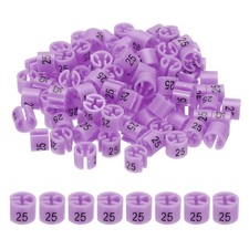 100 Pcs Clothes Hanger Marker Number 25 Tag 3mm Rod Garment Size Tag Purple Pink