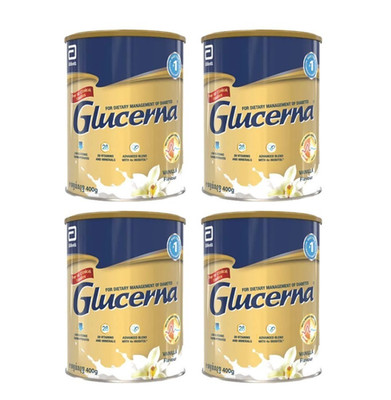 4x Abbott Glucerna Diabetic Milk Powder Vanilla 400g Manage Glucose Level