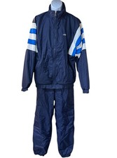 VINTAGE Adidas Track Suit Men L Navy Windbreaker Jacket Pants 2 Piece Lined 90s