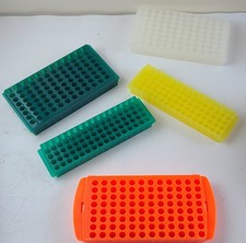Lot of 5 Microcentrifuge PCR Tube Racks Assorted Colors Sizes