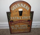 Vintage Guinness Extra Stout Beer Wood Sign Taste Of Ireland 3D 24 x 16 Bar