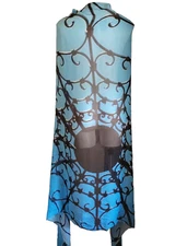 Sheila Johnson Chicos Scarf CERULEAN SKY Made In Italy Sarong Abstract Print