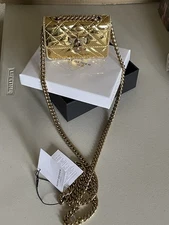 KURT GEIGER LONDON MICRO BRIXTON SYNTHETIC CROSSBODY IN GOLD