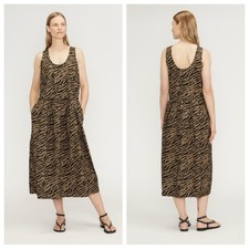 Everlane The Poplin Summer Dress Tiger Stripe Toasted Coconut Size Small
