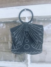 VINTAGE CZECHOSLAVAKIA BEADED EVENING BAG RING HANDLE ART DECO PURSE