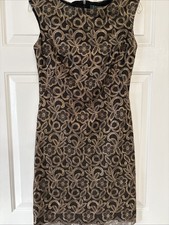 Lauren Ralph Lauren Women's Evening dress, Sz 4 Black /gold Lace Over Knit Dress