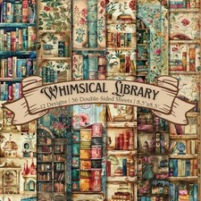 Whimsical Library Scrapbook Paper Craft Pad: 12 Vintage Books Scrapbooking Pages