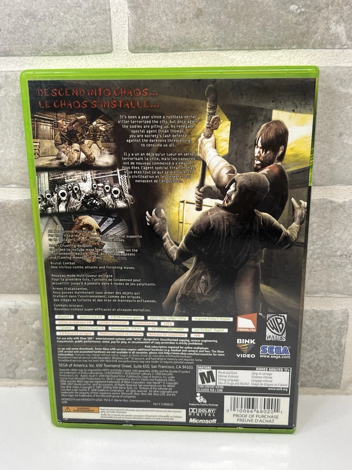 Condemned 2 Bloodshot - Xbox 360 - Complete CIB - TESTED - Image 3 of 4