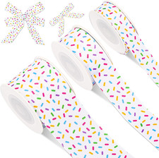 3 Rolls Candy Sprinkle Grosgrain Ribbon Donuts Ribbon for Wreath Bow Craft Gift