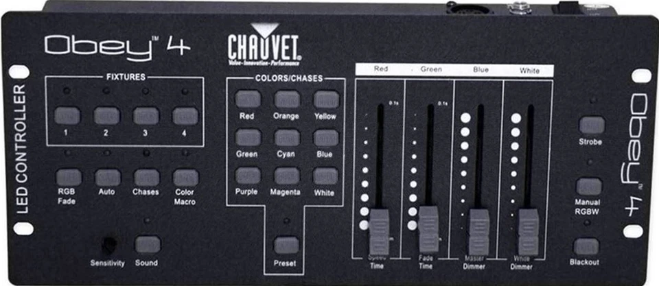 Chauvet Obey 4 DMX-512 LED Wash Light Controller w/3 or 4 Channel Mode+DMX Cable - Image 2 of 4