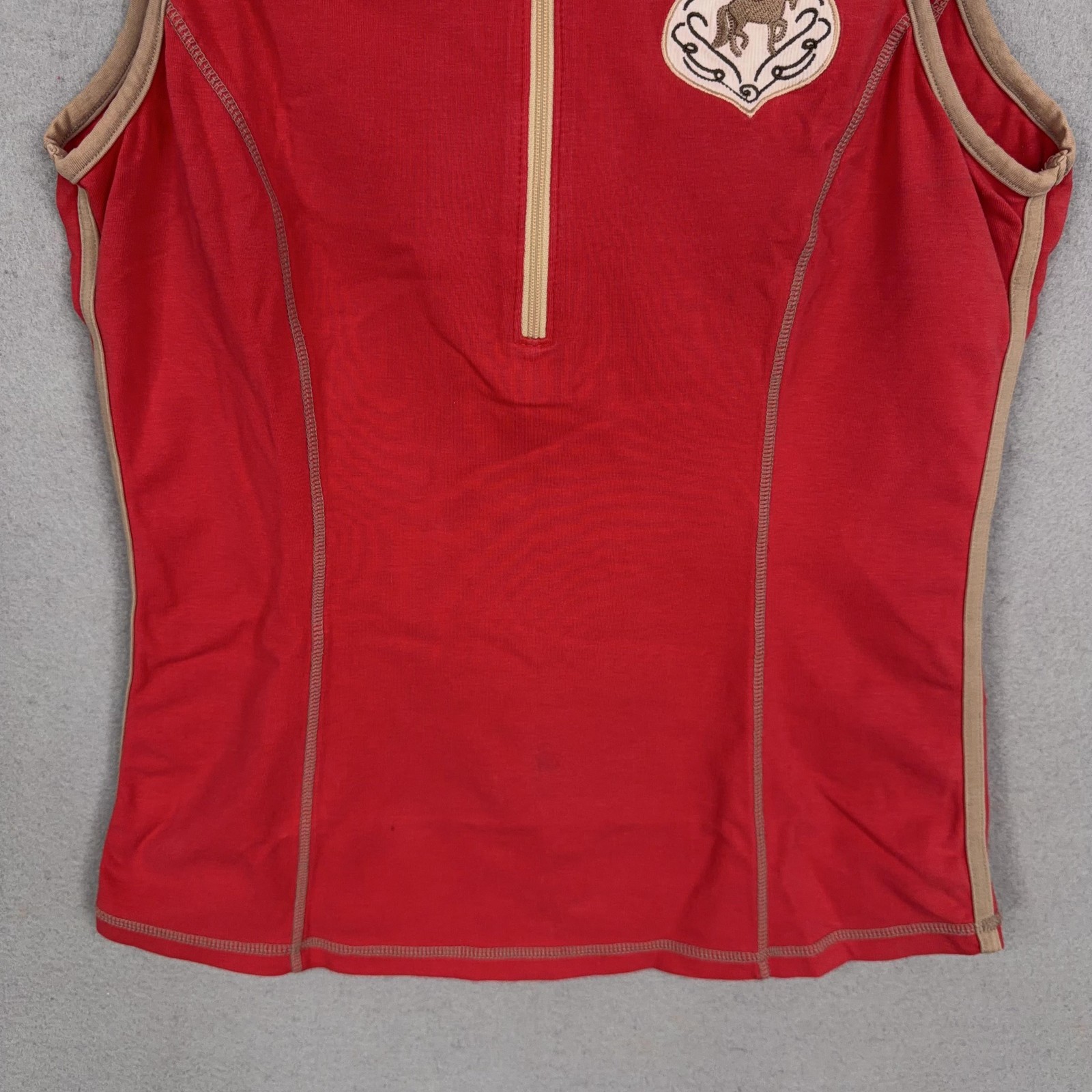Goode Rider Shirt Womens Small Red Sleeveless Equestrian Riding Half Zip