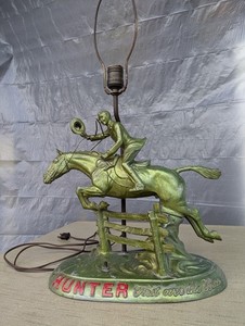 Vintage Hunter Whiskey First Over The Bars Advertising Lamp Horse Rider