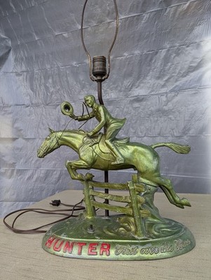 Vintage Hunter Whiskey First Over The Bars  Advertising Lamp Horse Rider