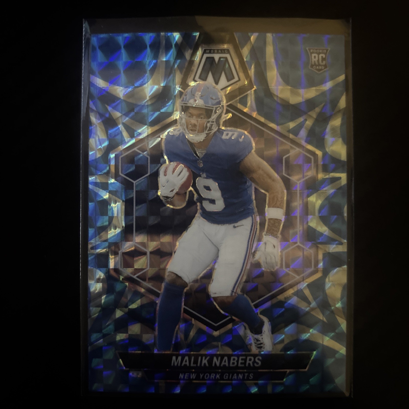 2024 Panini Mosaic - Rookies Malik Nabers #306 Reactive Blue Mosaic Prizm (RC)