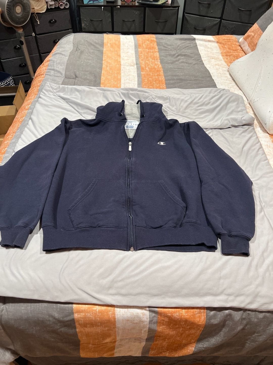Champion Eco Authentic Full Zip Navy Blue Fleece Hoodie Swea